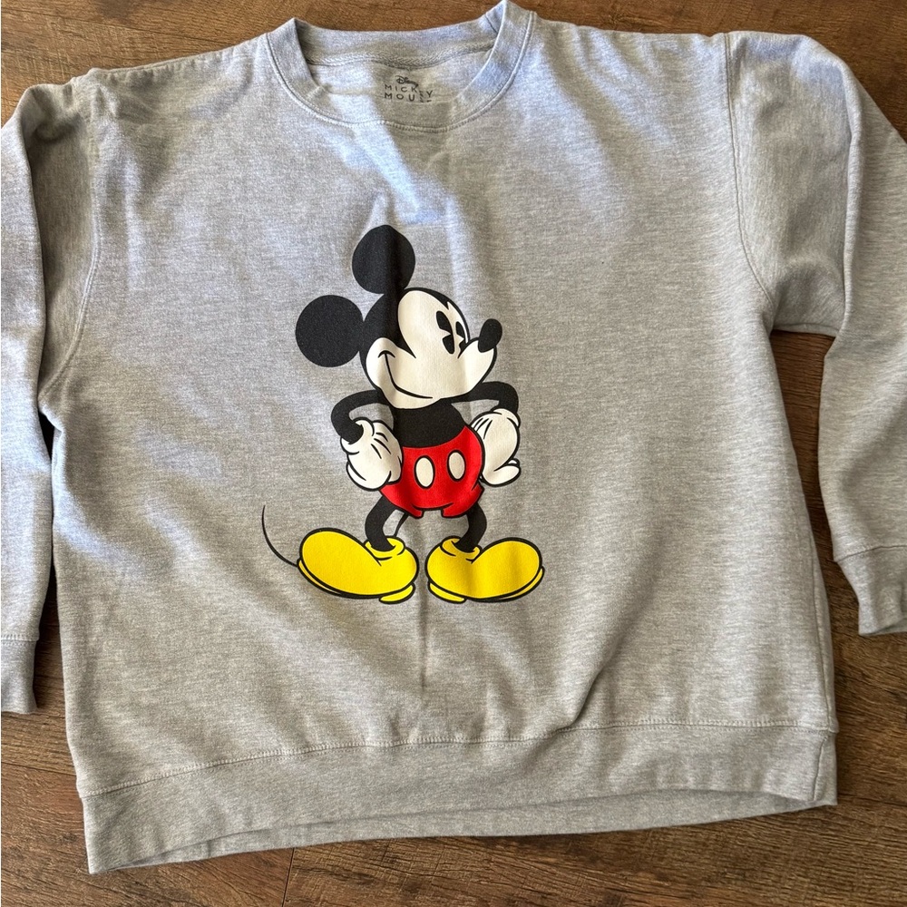 Disney Gray Sweatshirt with Mickey Mouse Print